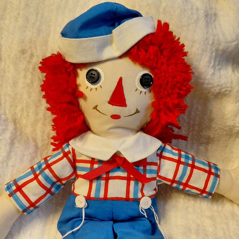 Vintage Raggedy Ann Doll Blue Red - Picture 2 of 5